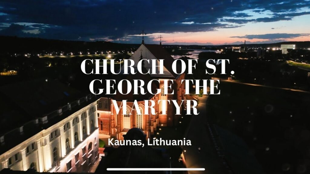Church of St. George, Kaunas - aerial drone view